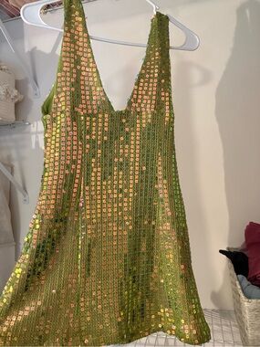 Princess Polly Olive Green Sequin Mini Dress